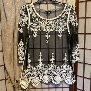 Velzera Sheer Embroidered Top
